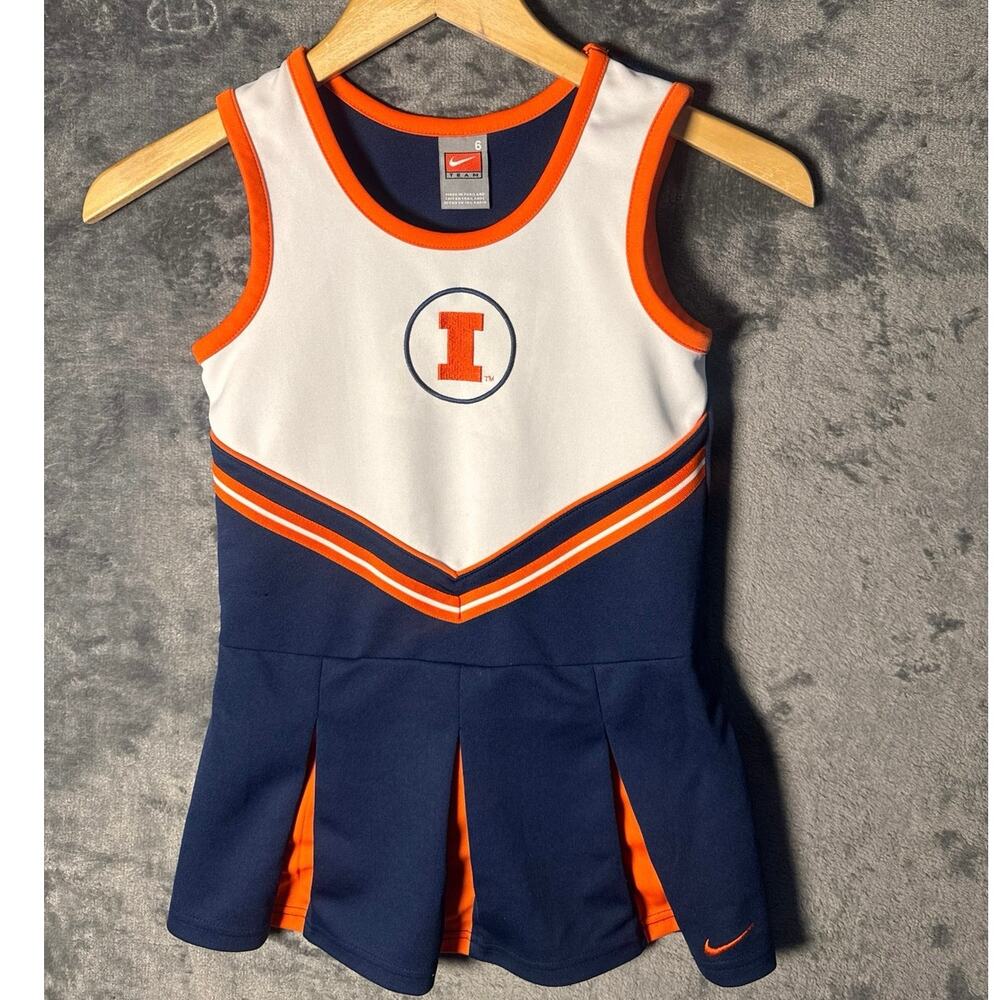 Nike Illinois Fighting Illini Cheerleader Dress Youth Size 6 Blue Orange Y2K